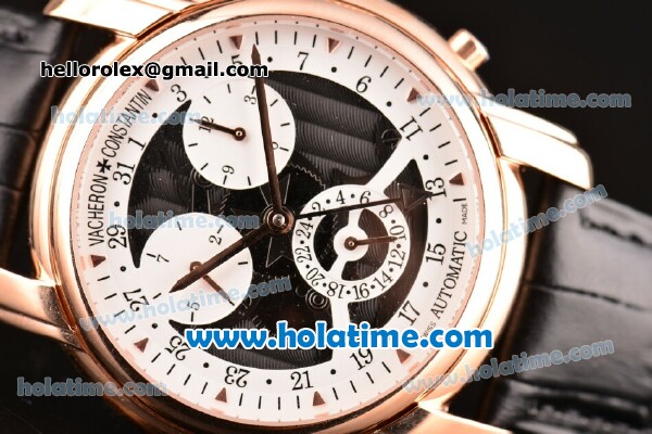 Vacheron Constantin Malte Asia ST25 Automatic Rose Gold Case with White/Black Dial and Black Leather Strap - Click Image to Close